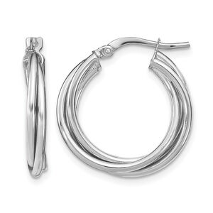 Leslies 10K White Gold Polished Hoop Earrings